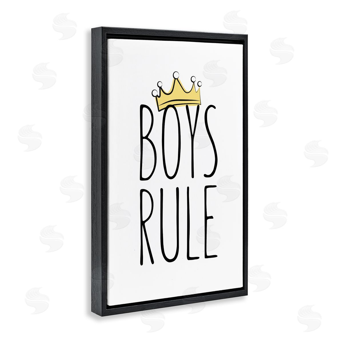 Martina Pavlova Boys Rule with Crown Black Floating Frame Canvas Wall Art Print