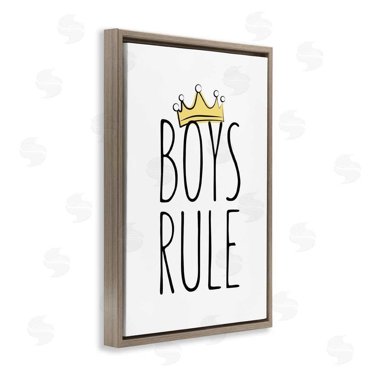 Martina Pavlova Boys Rule with Crown Brown Floating Frame Canvas Wall Art Print