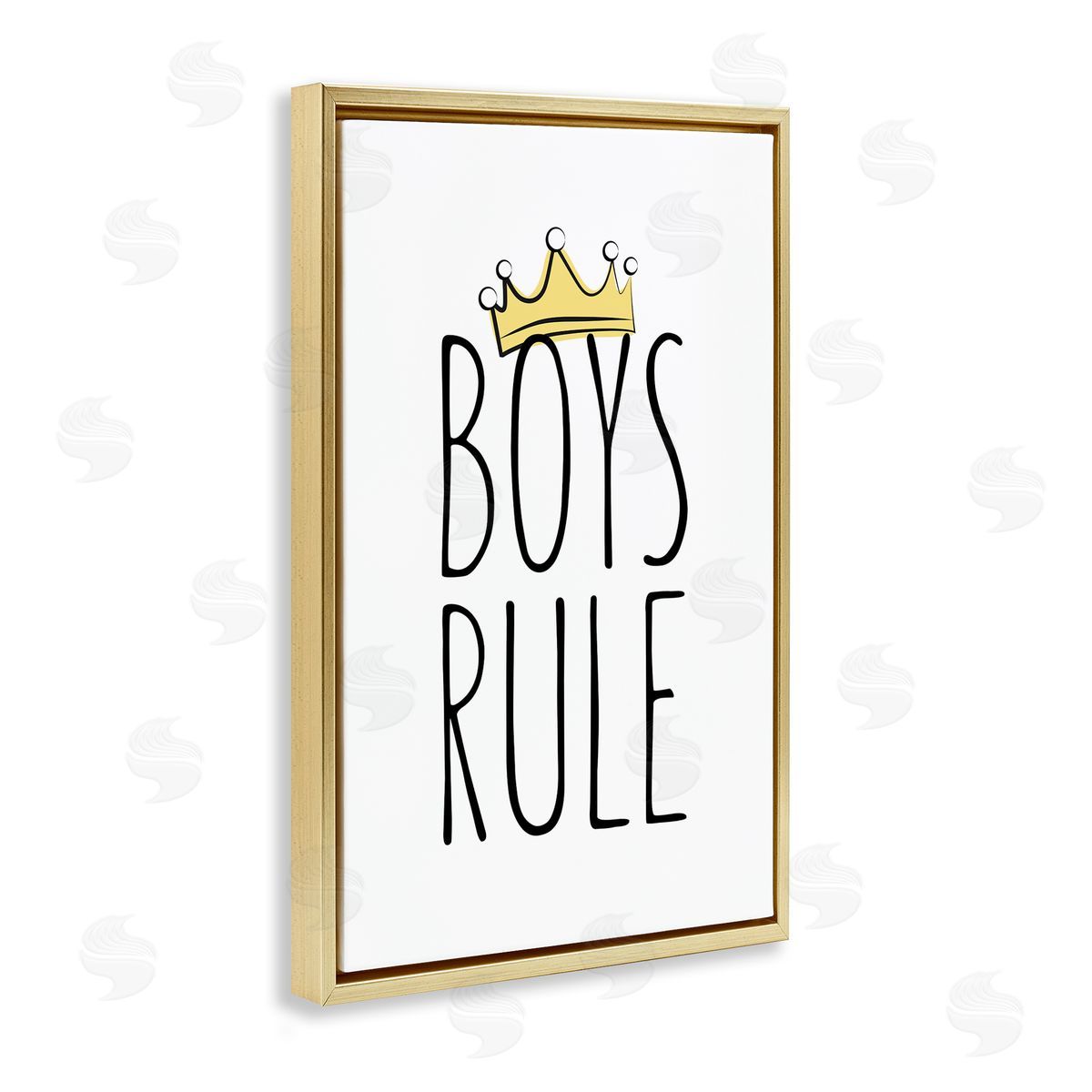 Martina Pavlova Boys Rule with Crown Gold Floating Frame Canvas Wall Art Print