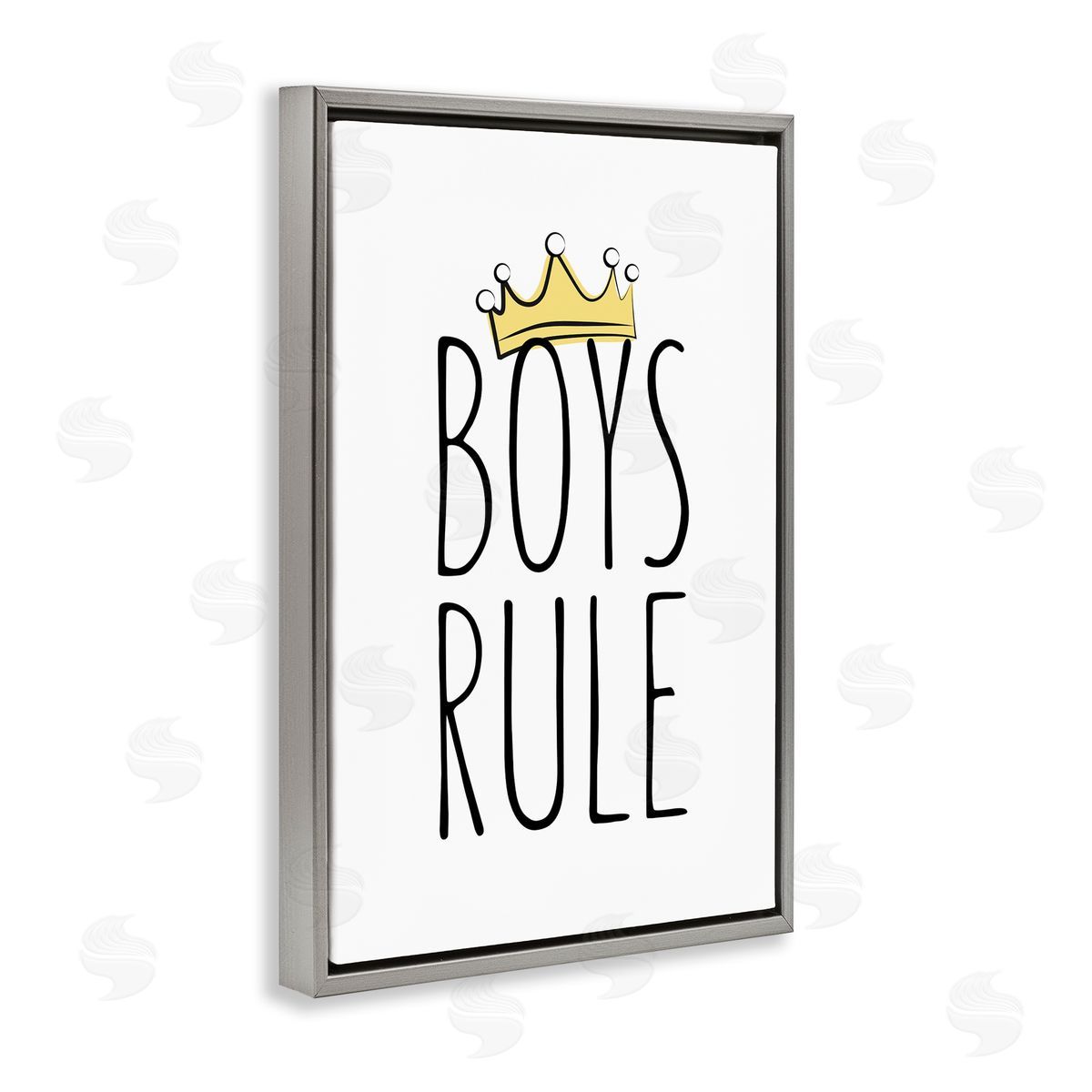Martina Pavlova Boys Rule with Crown Gray Floating Frame Canvas Wall Art Print