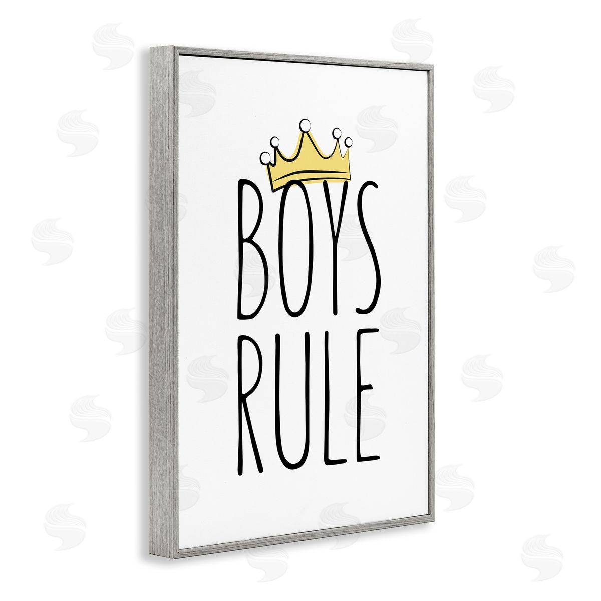 Martina Pavlova Boys Rule with Crown Gray Framed Giclee Wall Art Print