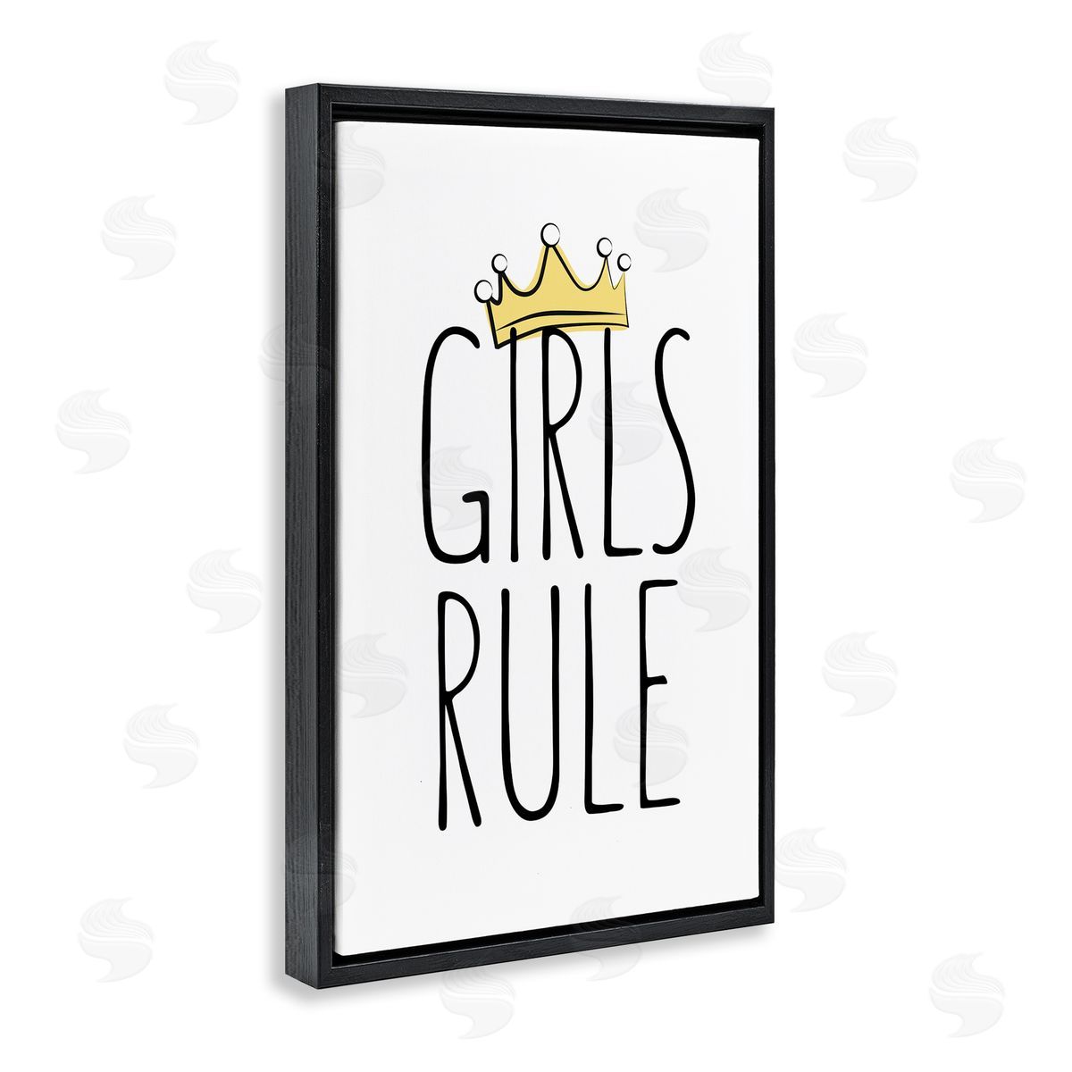 Martina Pavlova Girls Rule with Crown Black Floating Frame Canvas Wall Art Print