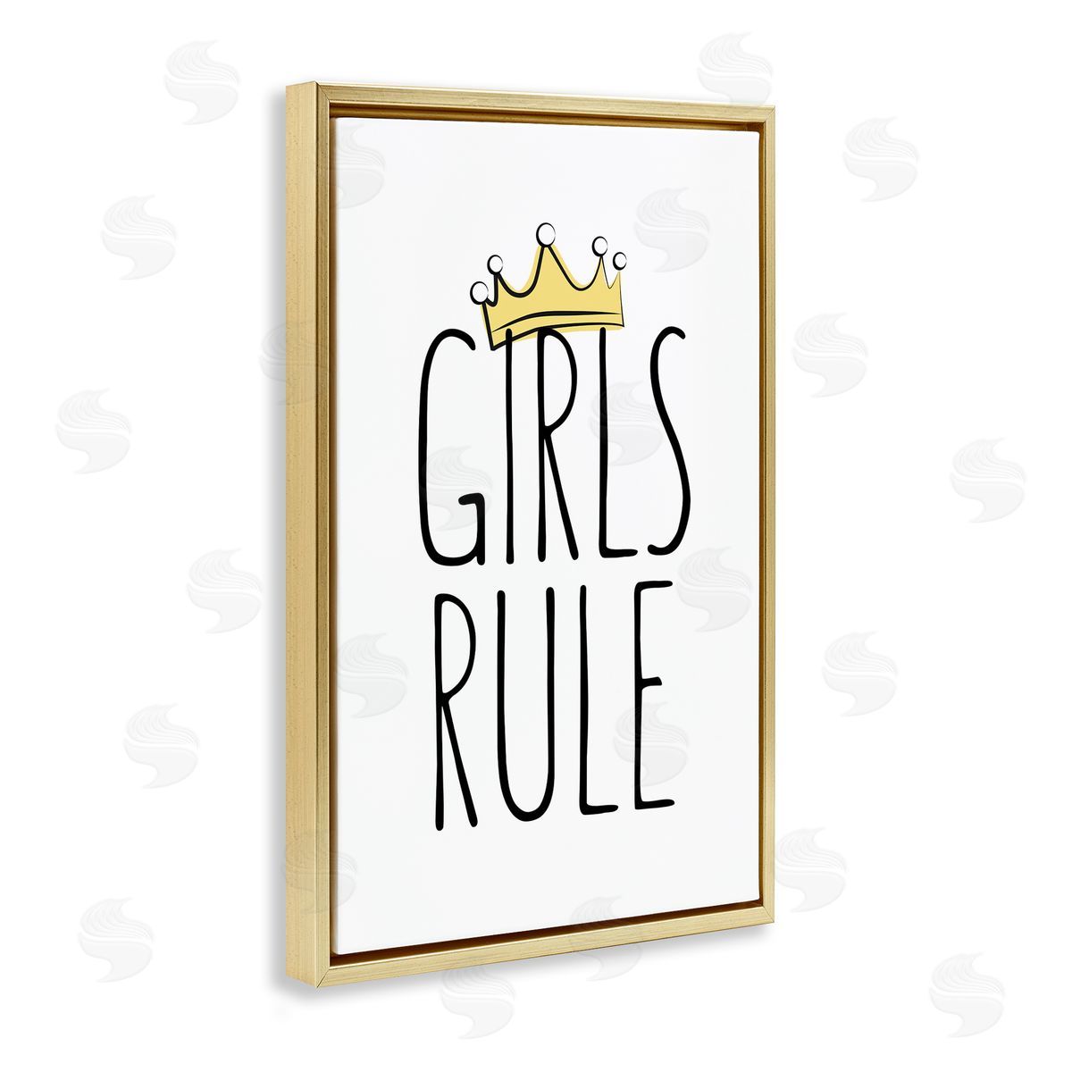 Martina Pavlova Girls Rule with Crown Gold Floating Frame Canvas Wall Art Print