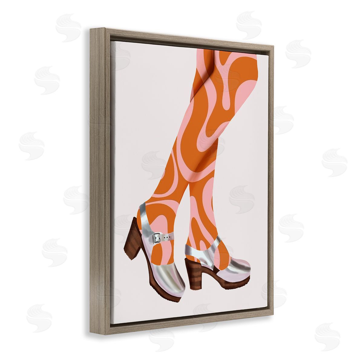 Saba Rauf Groovy Fashion Legs Brown Floating Frame Canvas Wall Art Print