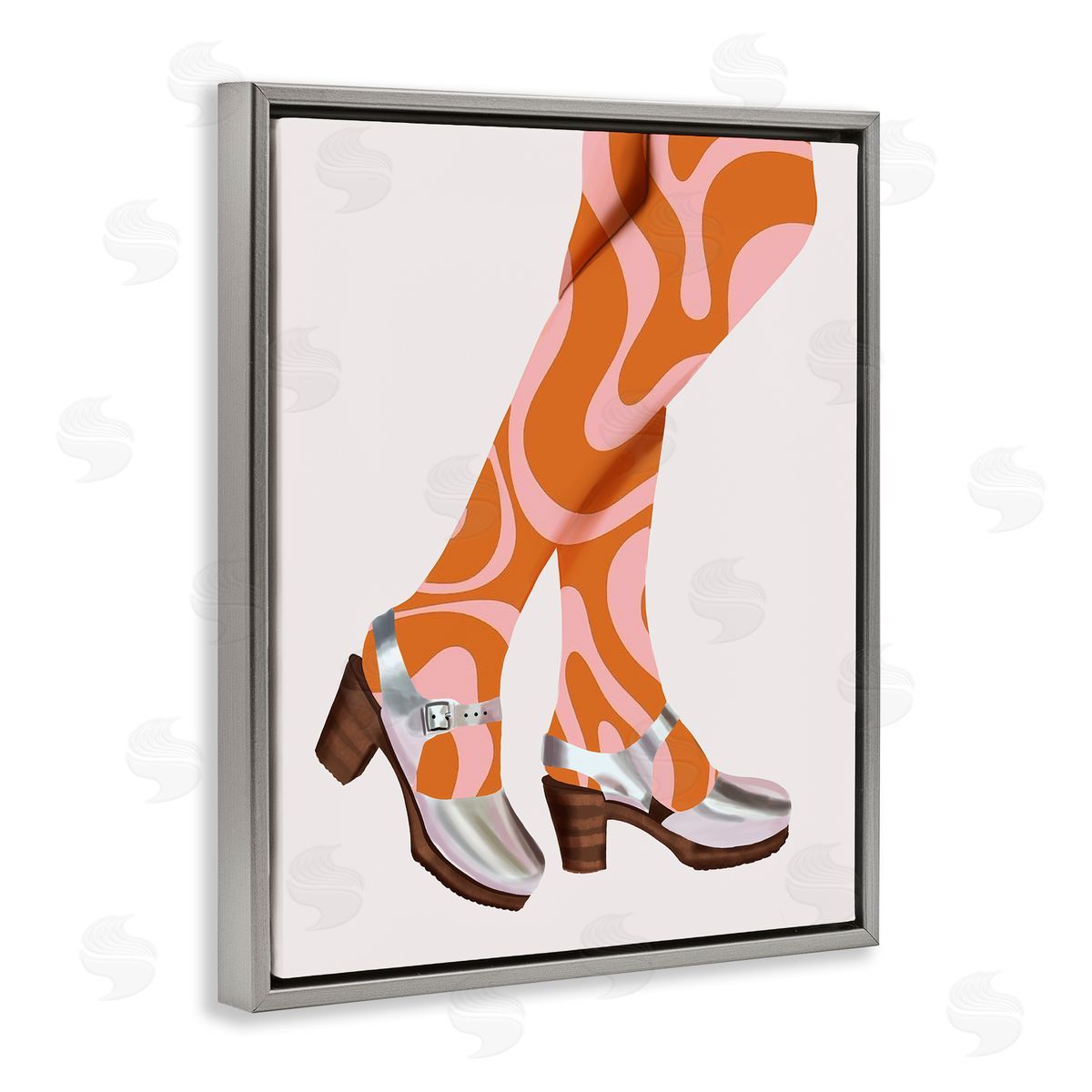 Saba Rauf Groovy Fashion Legs Gray Floating Frame Canvas Wall Art Print