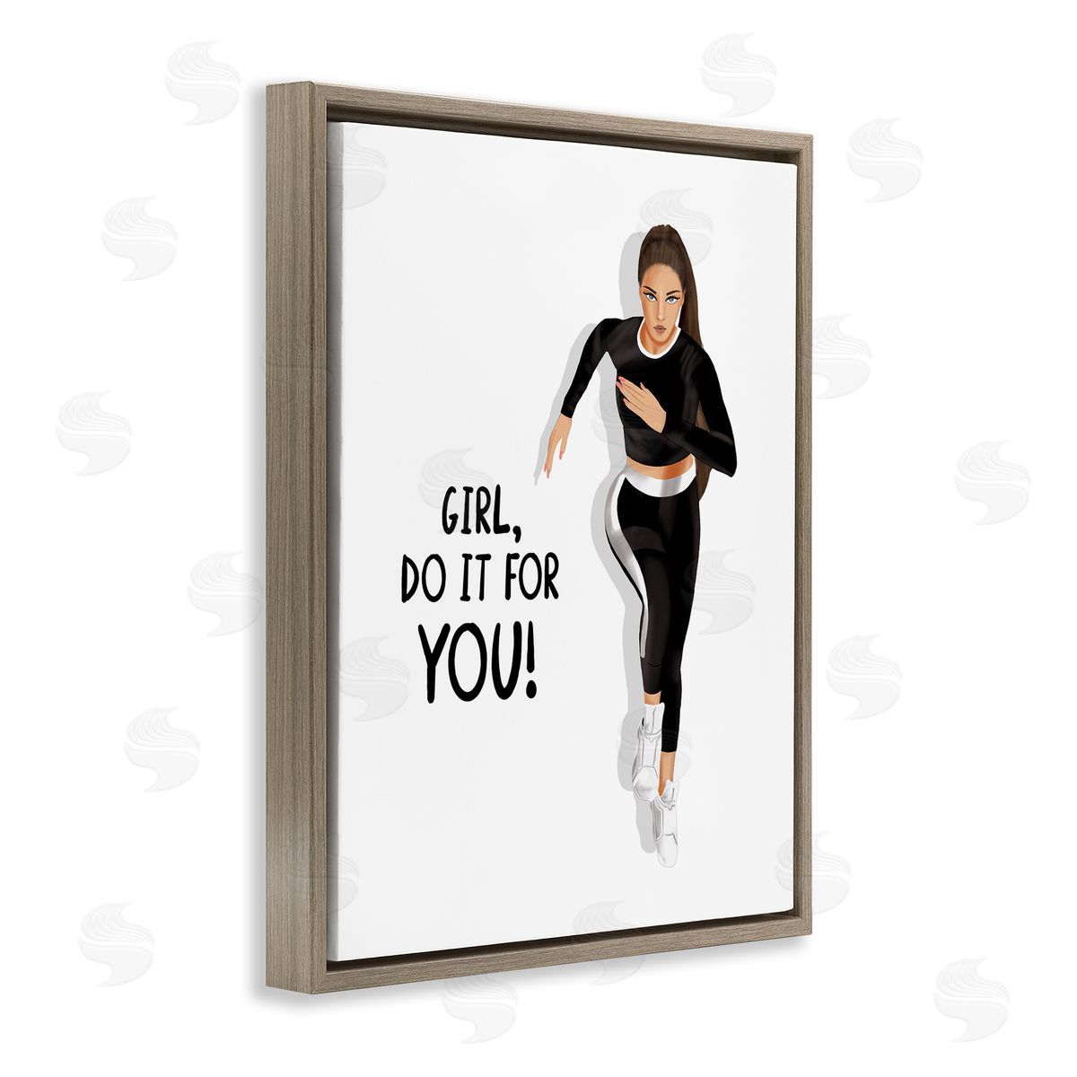 Saba Rauf Do It For You Girl Brown Floating Frame Canvas Wall Art Print