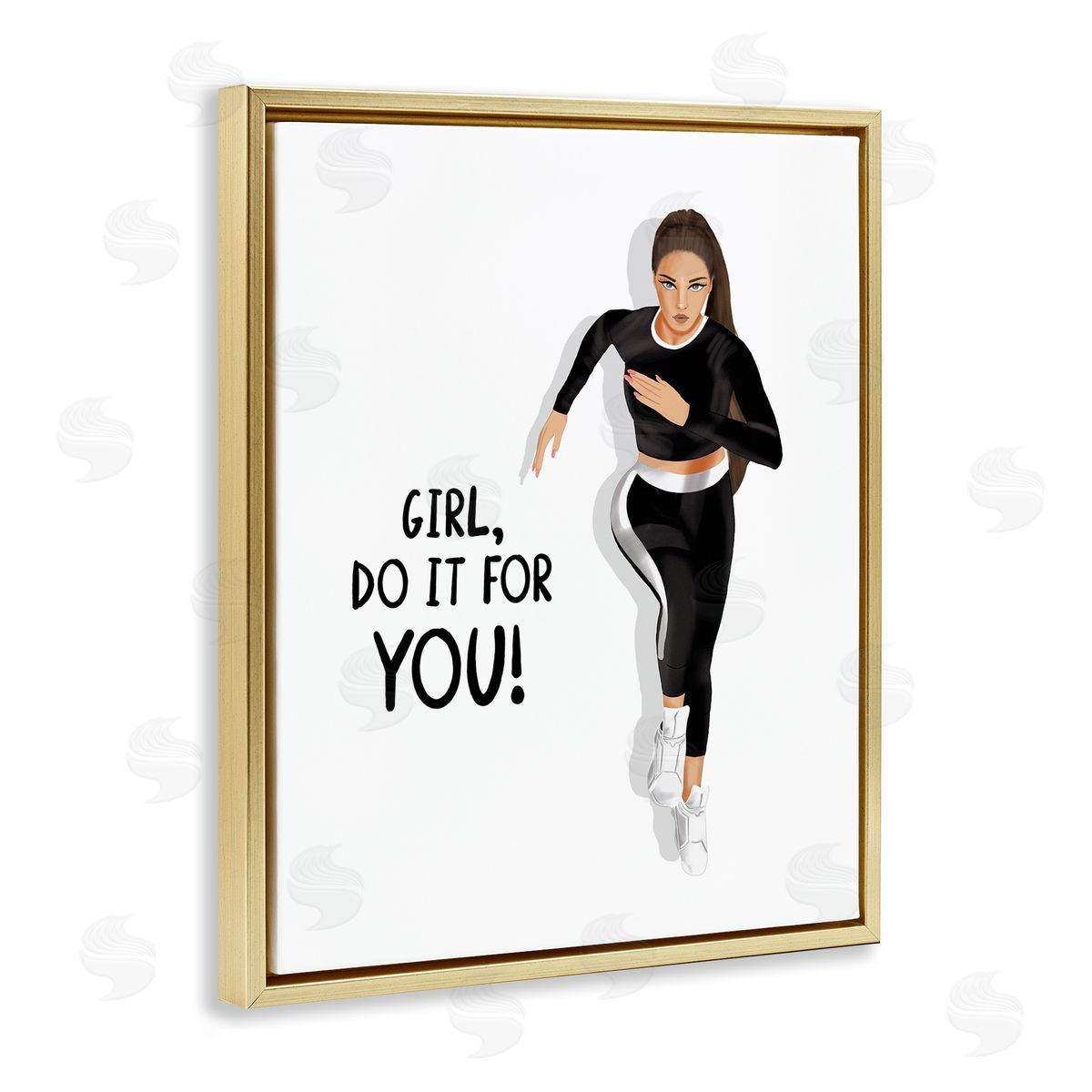 Saba Rauf Do It For You Girl Gold Floating Frame Canvas Wall Art Print