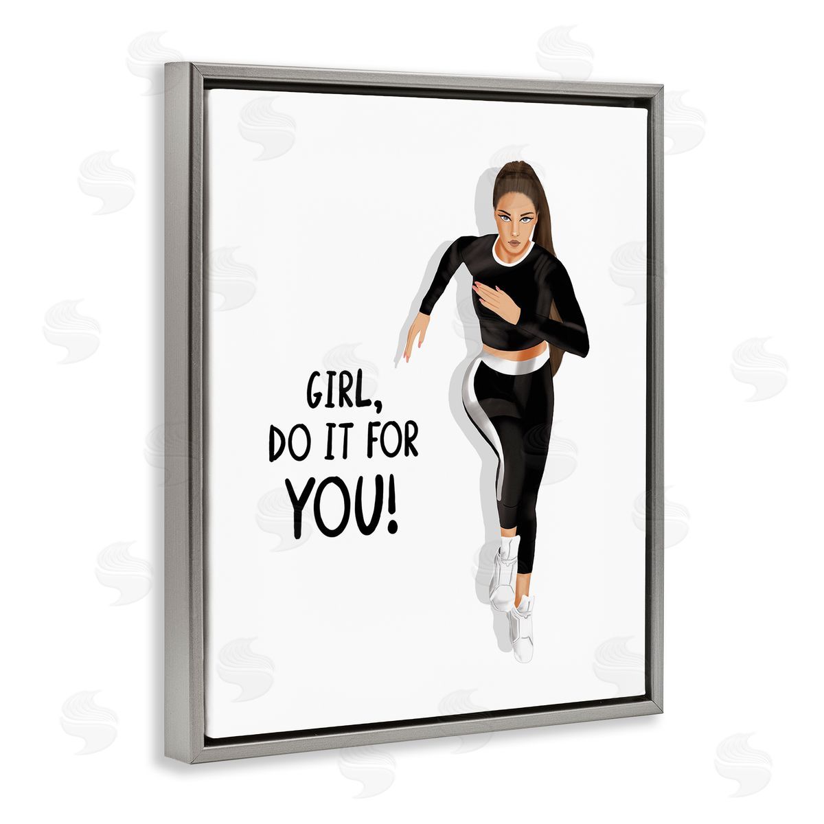 Saba Rauf Do It For You Girl Gray Floating Frame Canvas Wall Art Print