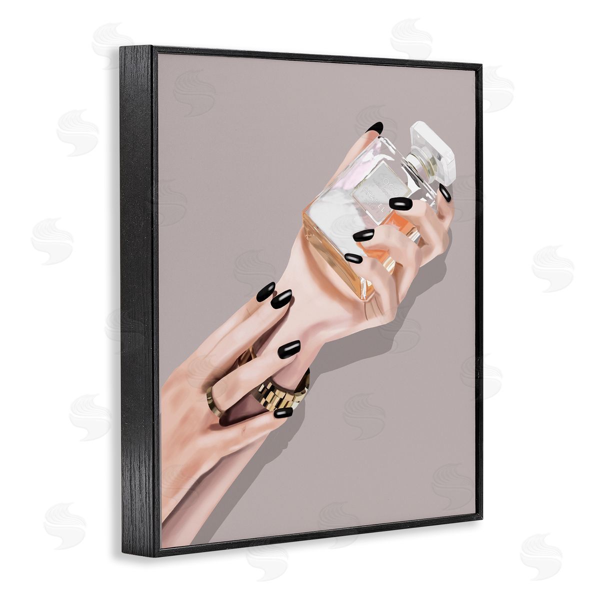 Saba Rauf Woman with Black Nail Polish Black Framed Giclee Wall Art Print