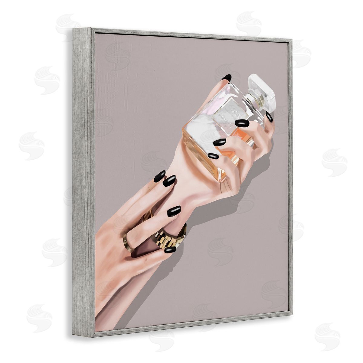 Saba Rauf Woman with Black Nail Polish Gray Framed Giclee Wall Art Print