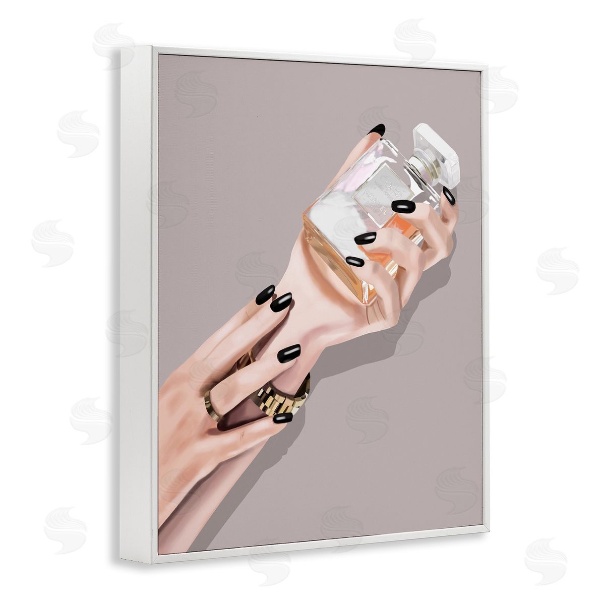 Saba Rauf Woman with Black Nail Polish White Framed Giclee Wall Art Print