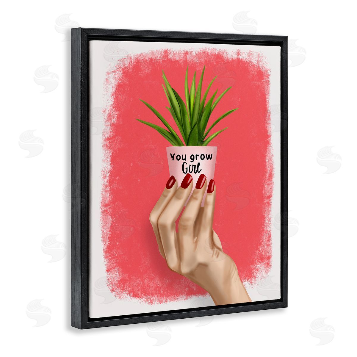 Saba Rauf You Go Girl Plant Black Floating Frame Canvas Wall Art Print