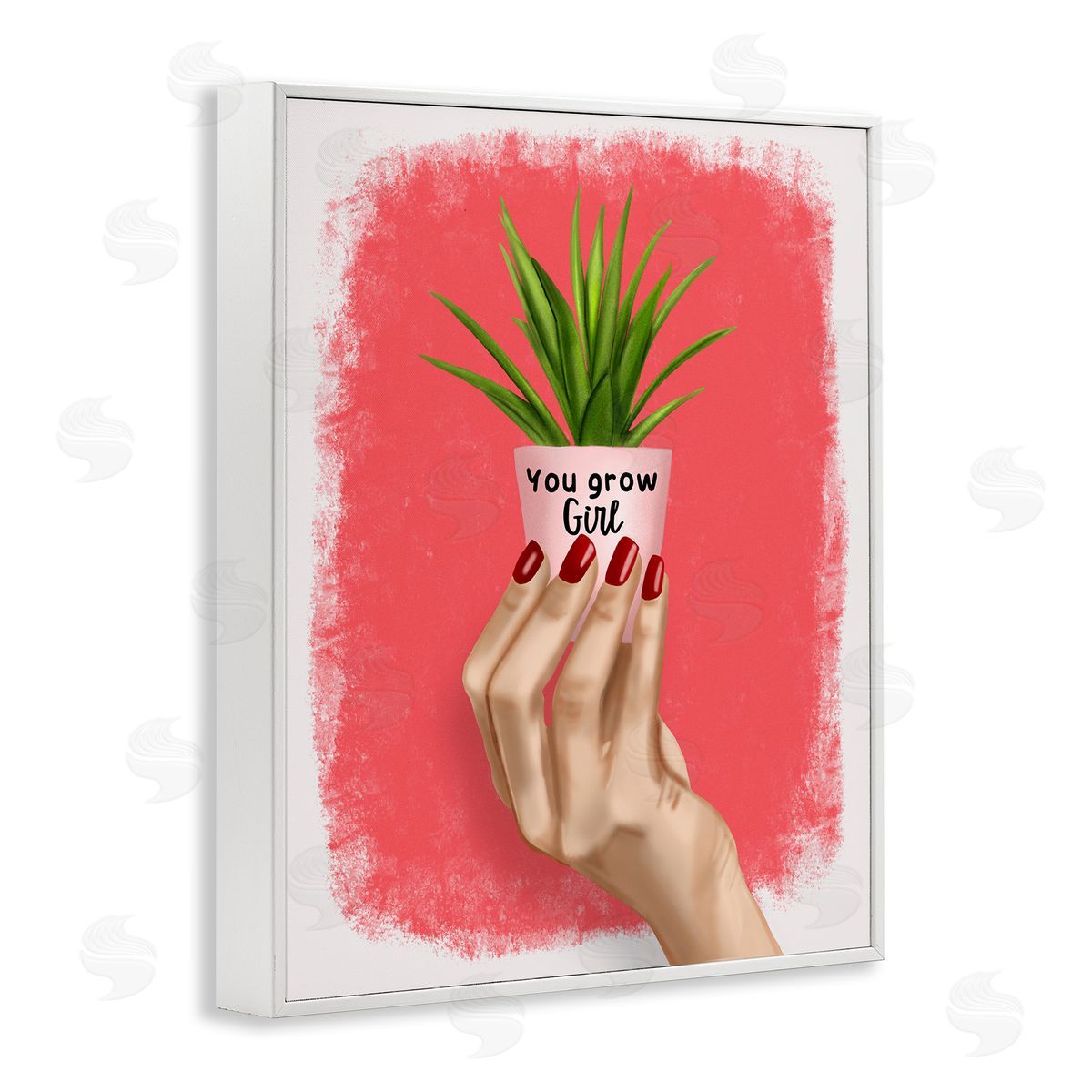 Saba Rauf You Go Girl Plant White Framed Giclee Wall Art Print