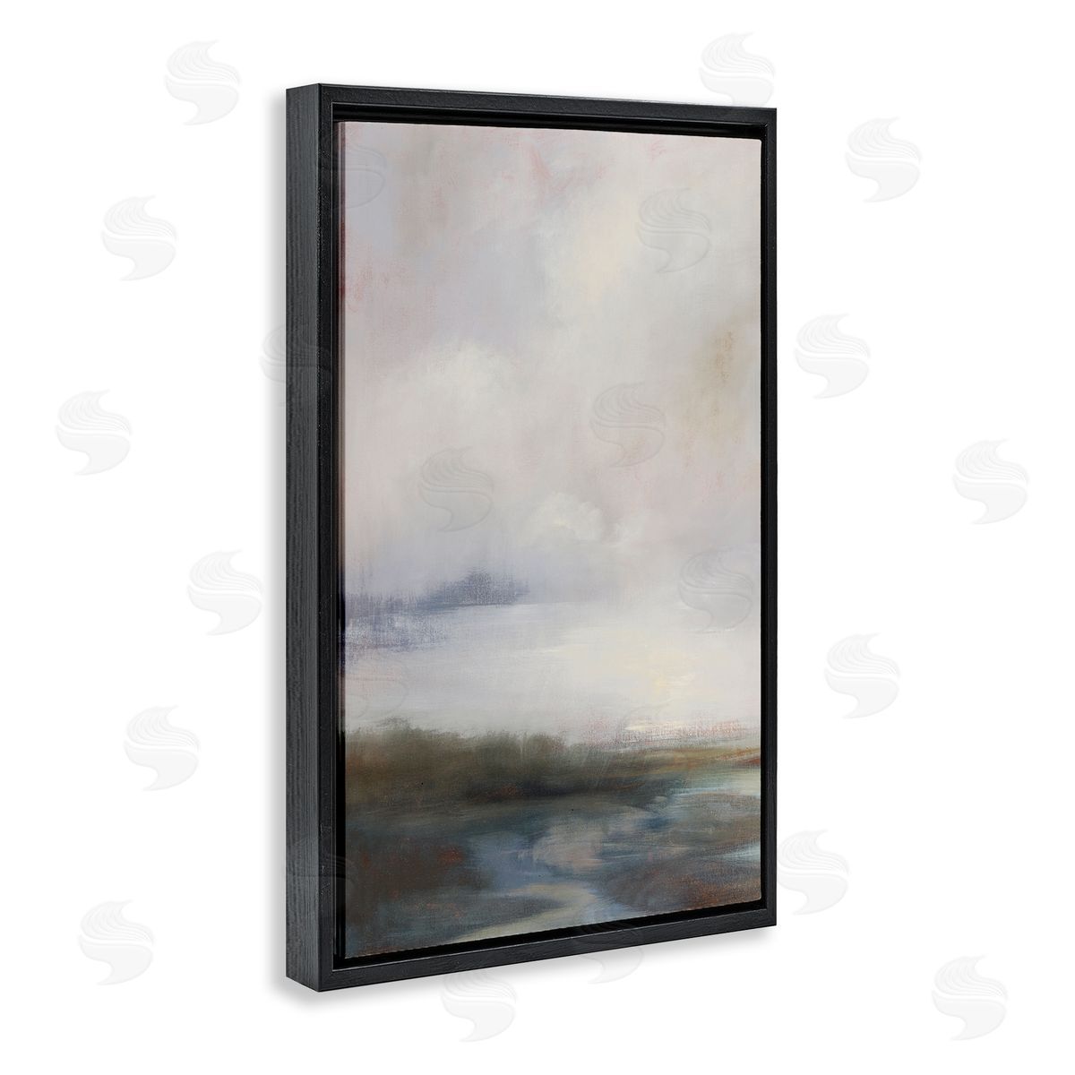 Simon Addyman Foggy Grey Landscape Black Floating Frame Canvas Wall Art Print