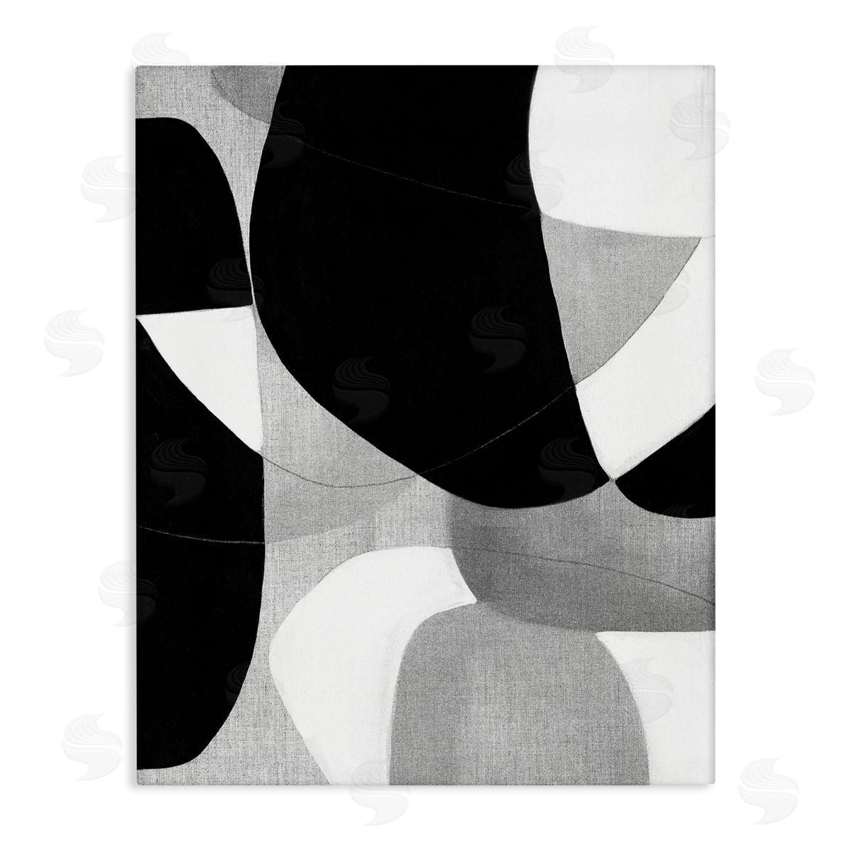 Kippi Leonard Monochrome Oblong Shapes Canvas Wall Art Print