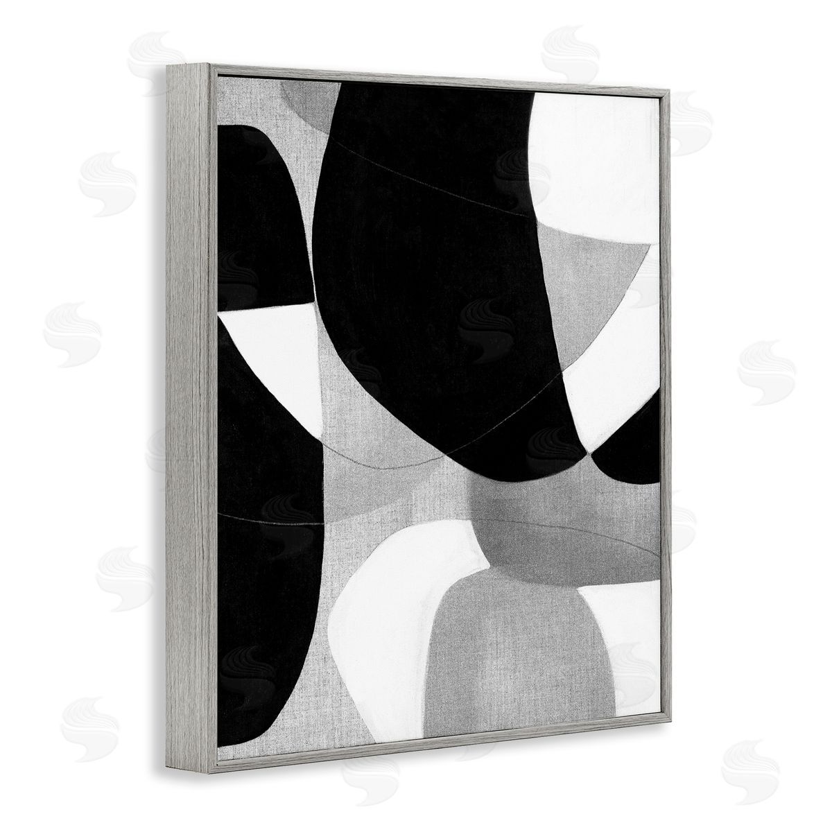 Kippi Leonard Monochrome Oblong Shapes Gray Framed Giclee Wall Art Print