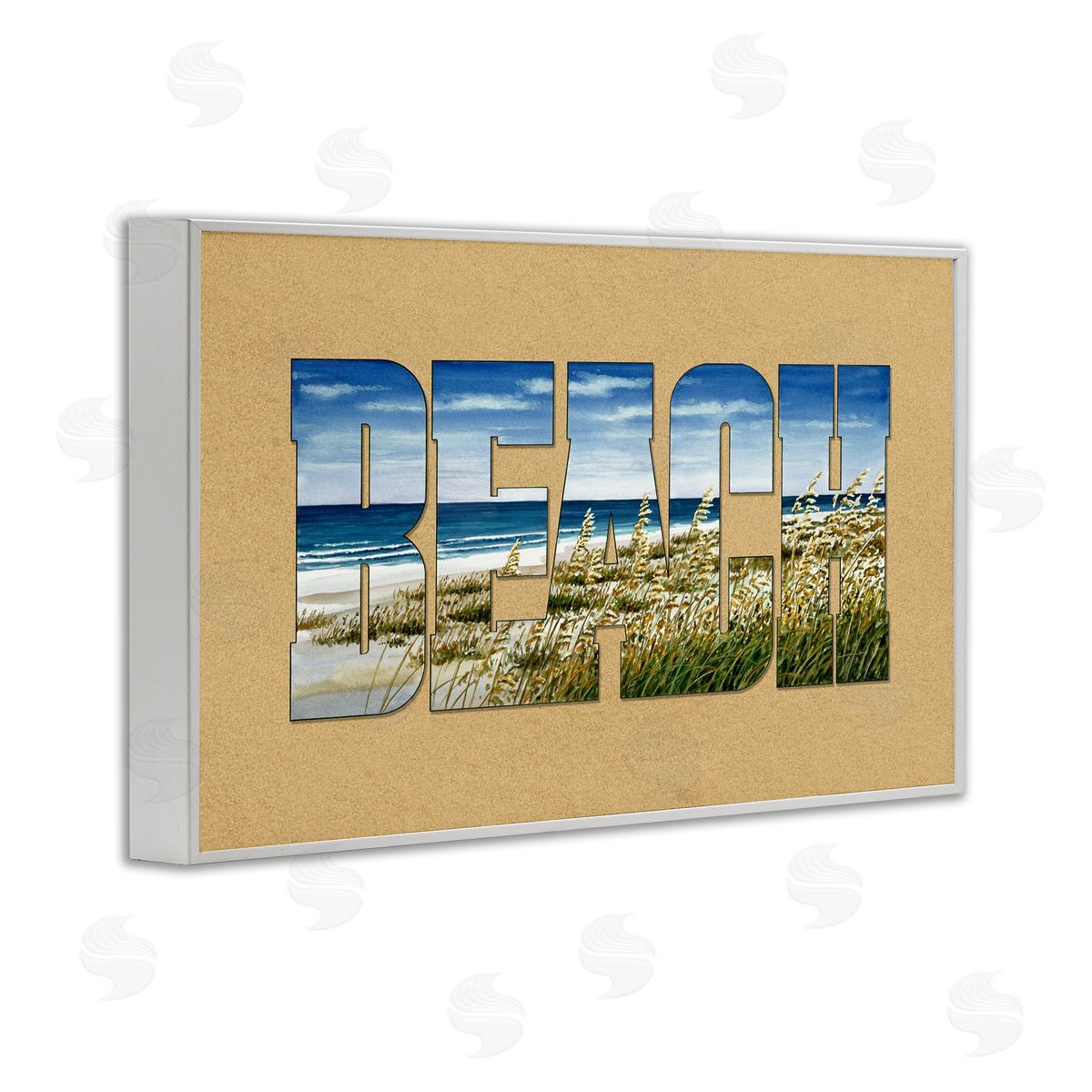 Grassy Beach Typography White Frame Print Wall Art, Home Decor by Art Brands Holdings, LLC