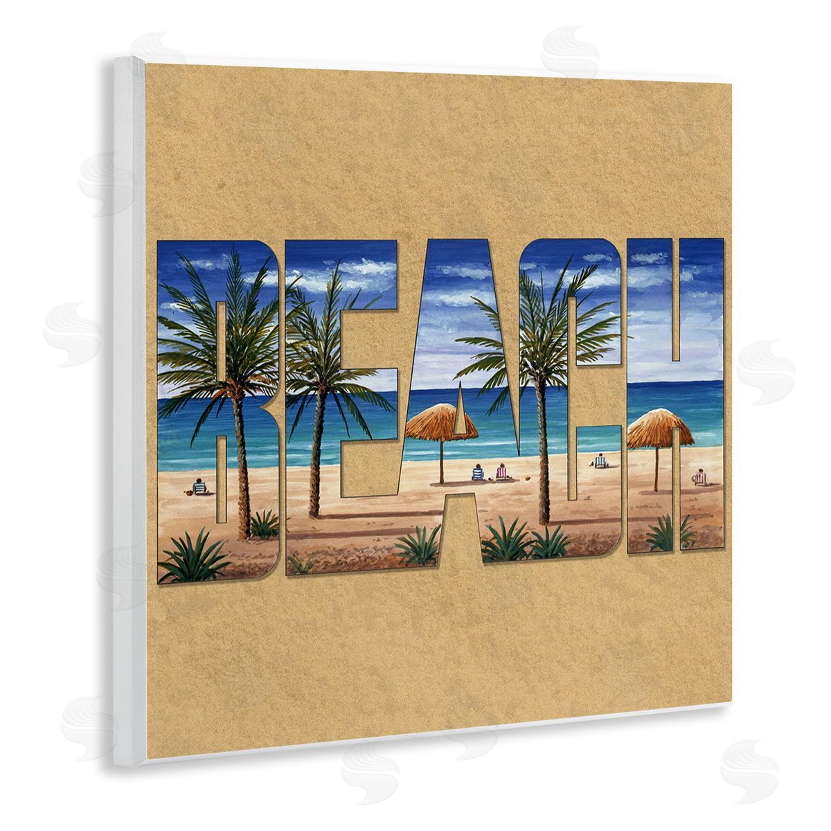Art Brands Holdings LLC. Tropical Beach Typography Wooden Wall Plaque Art Print