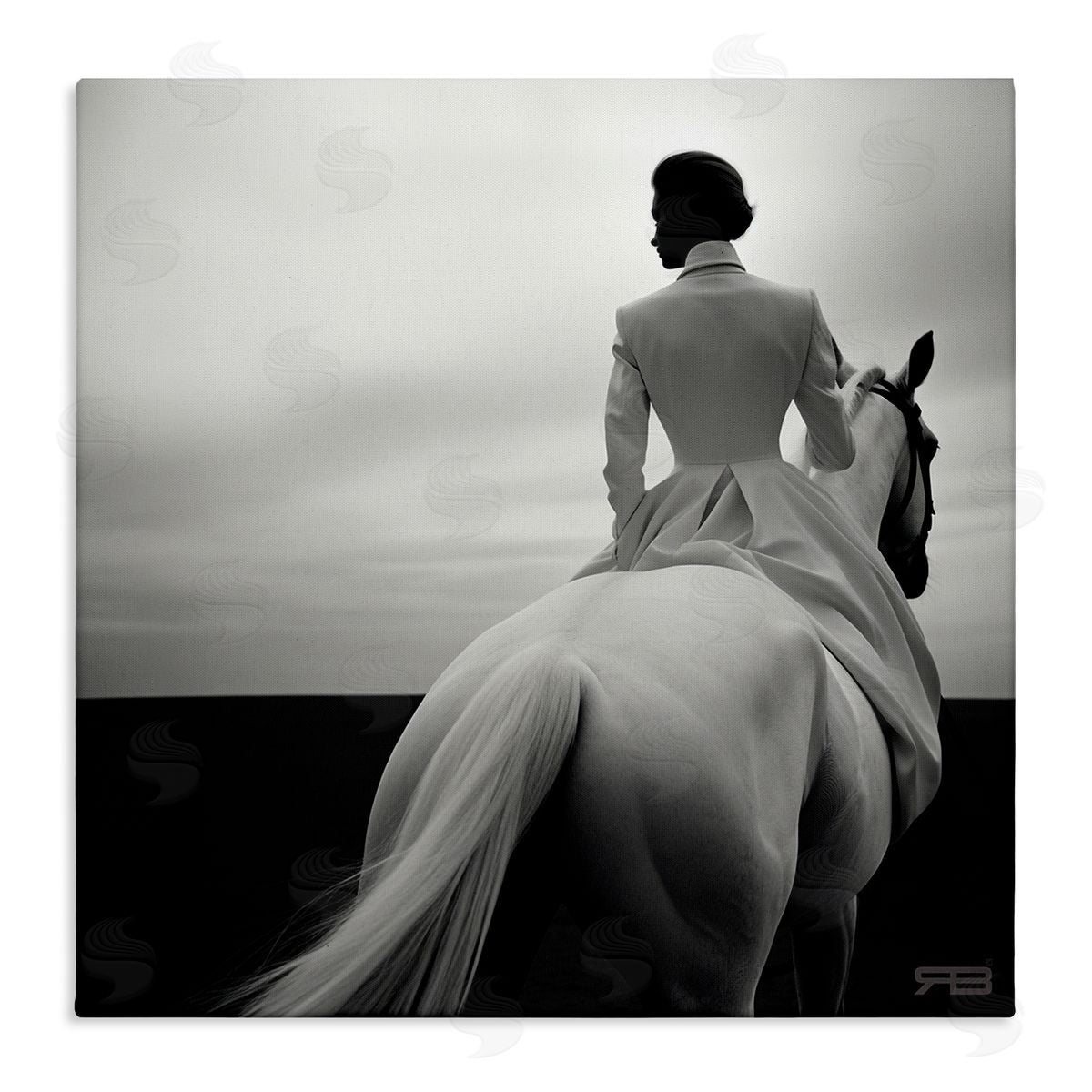 RB Riding Horse into Horizon Canvas Wall Art Print