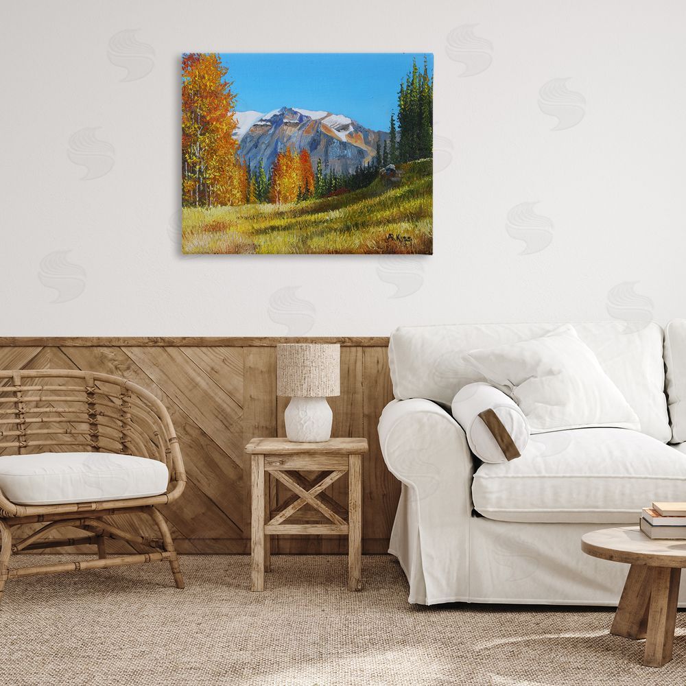 Andrew Kiss Autumnal Mountain Valley Canvas Wall Art Print in Room