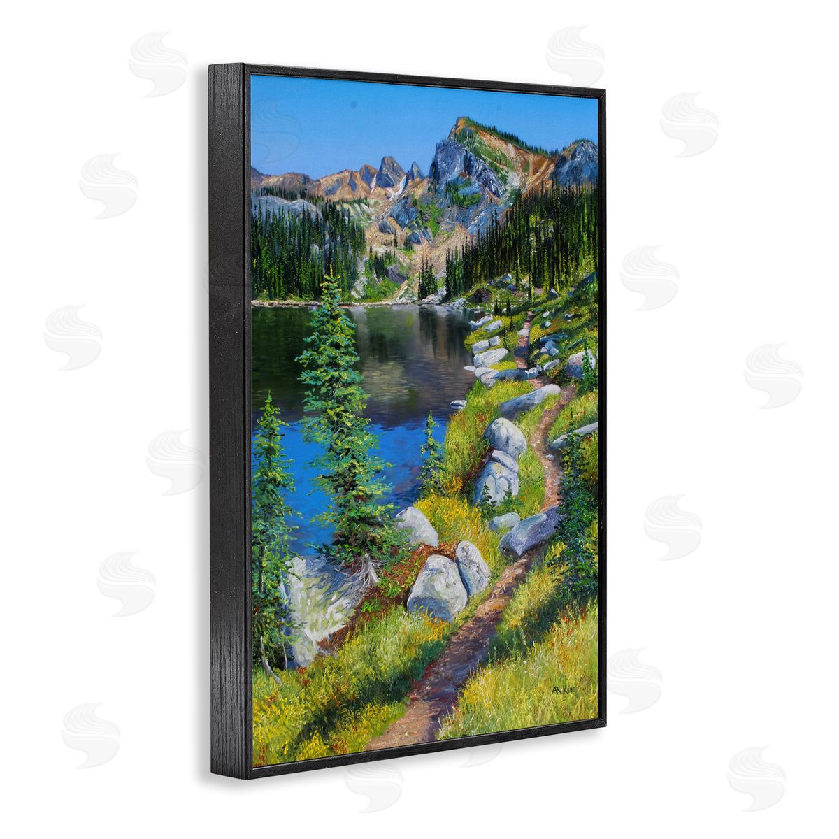 Andrew Kiss Alpine Lake Landscape Black Framed Giclee Wall Art Print