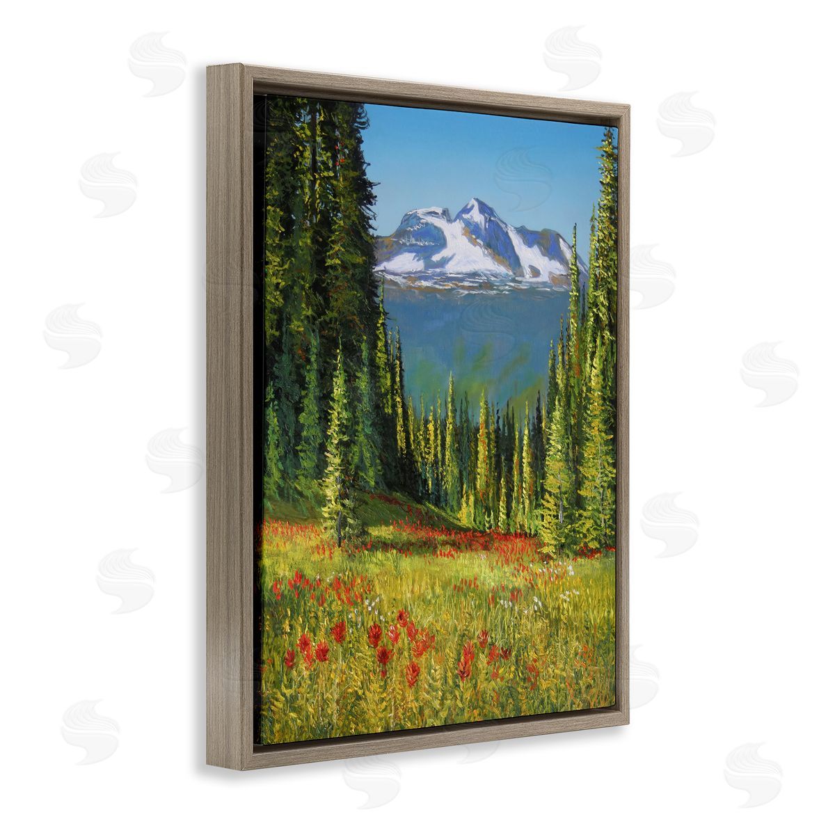 Andrew Kiss Alpine Valley Meadow Brown Floating Frame Canvas Wall Art Print