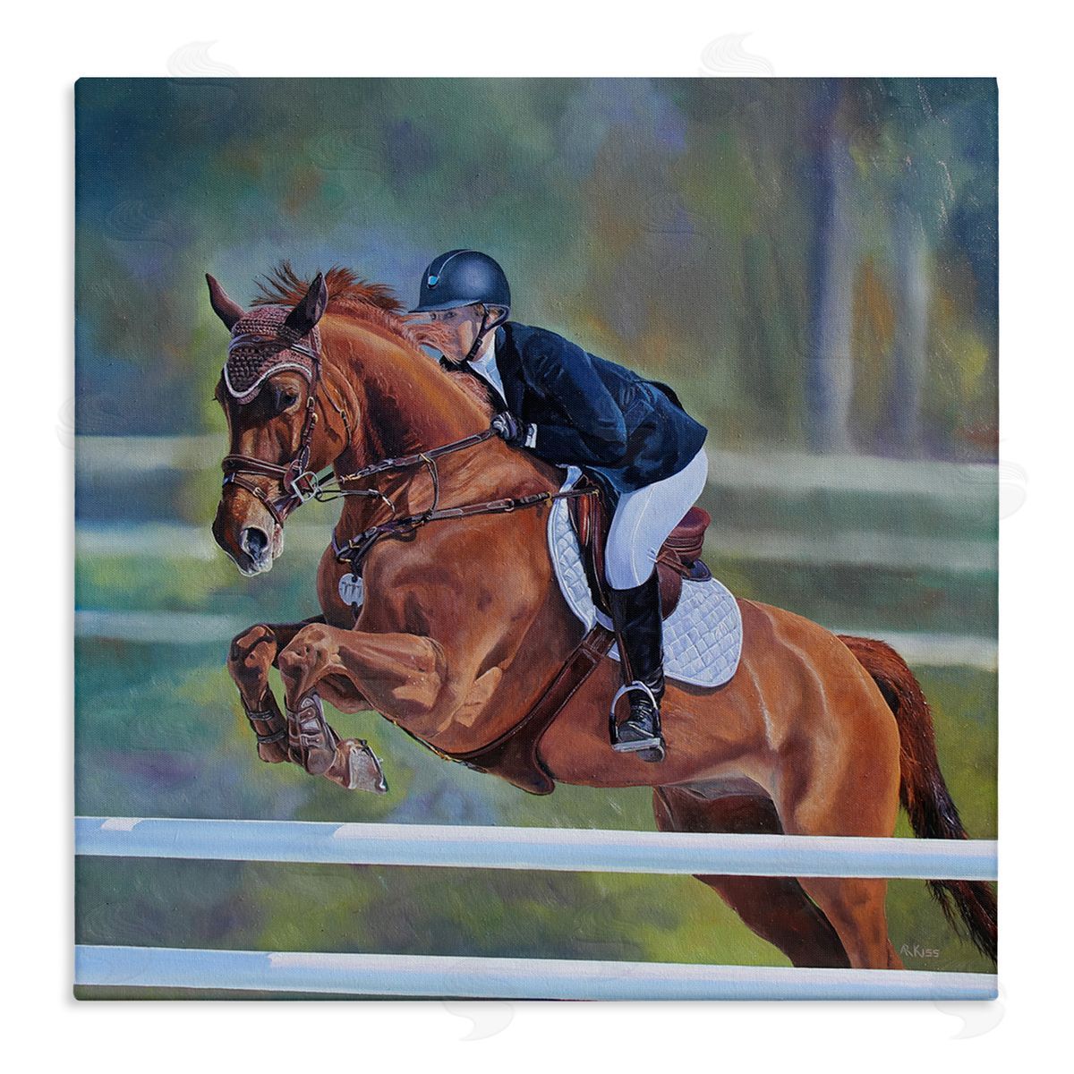 Andrew Kiss Jockey Jumping Hurdles Canvas Wall Art Print