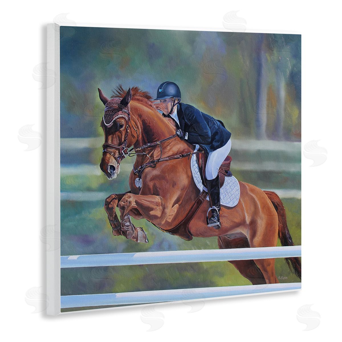 Andrew Kiss Jockey Jumping Hurdles Wooden Wall Plaque Art Print