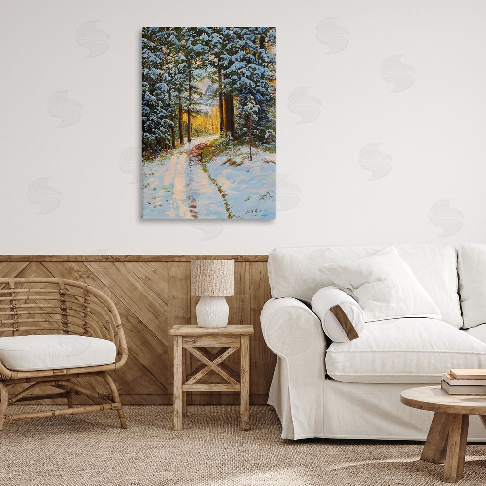 Andrew Kiss Snowy Forest Trail Canvas Wall Art Print in Room