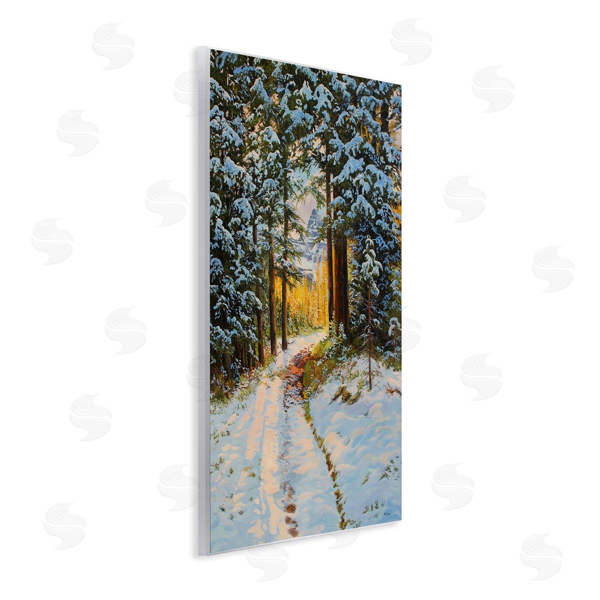 Andrew Kiss Snowy Forest Trail Wooden Wall Plaque Art Print