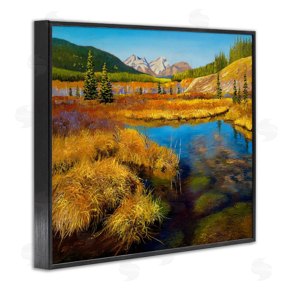 Andrew Kiss Lush Pond Landscape Black Framed Giclee Wall Art Print
