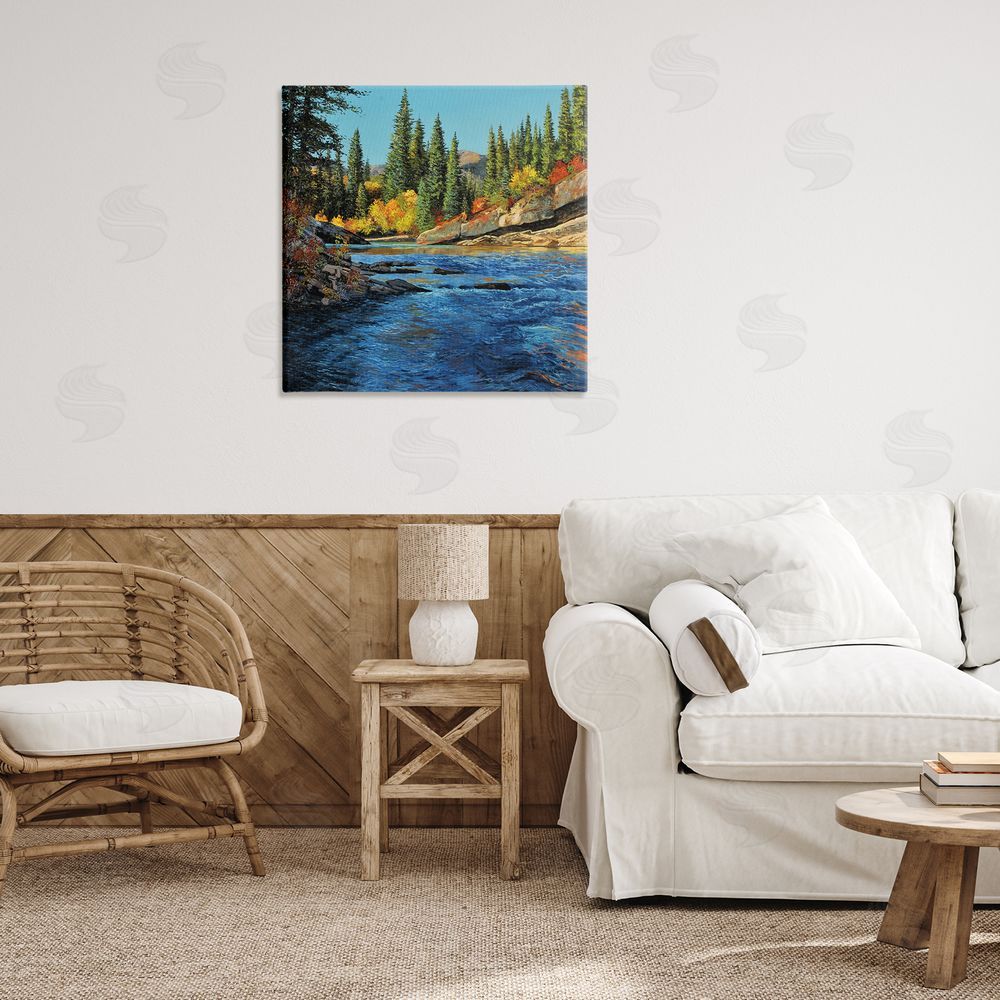Andrew Kiss Morning Rushing River Canvas Wall Art Print in Room