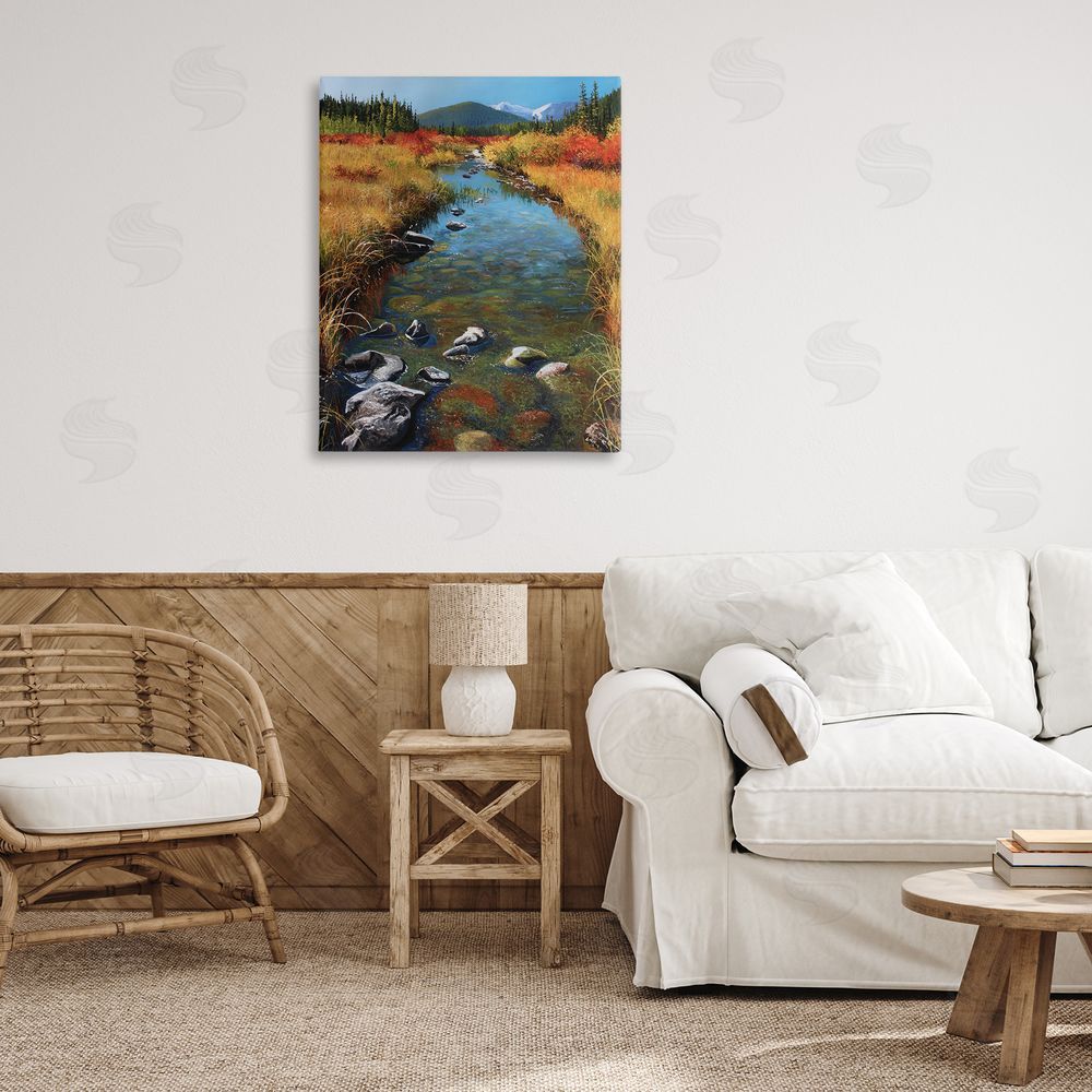 Andrew Kiss Outflow From Lake Canvas Wall Art Print in Room