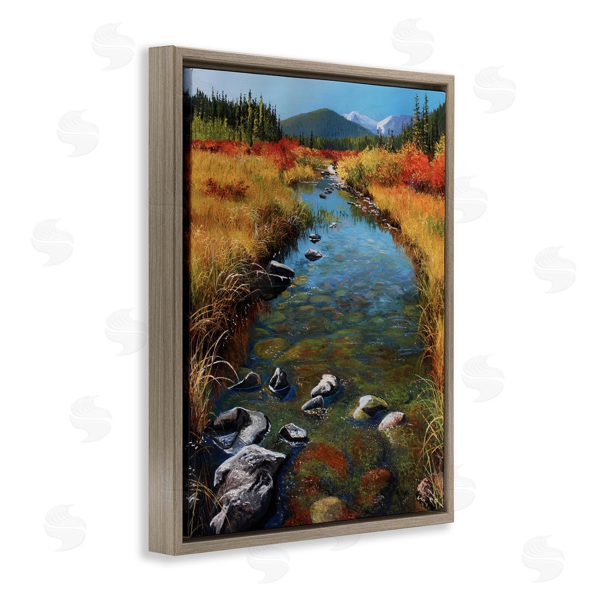Andrew Kiss Outflow From Lake Brown Floating Frame Canvas Wall Art Print