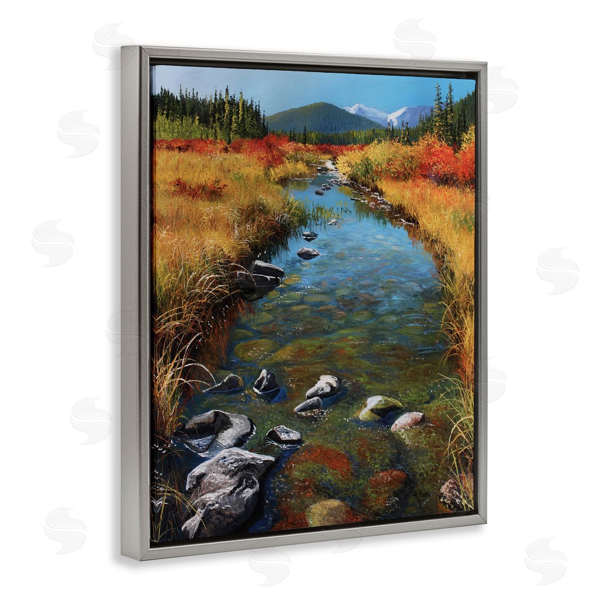 Andrew Kiss Outflow From Lake Gray Floating Frame Canvas Wall Art Print
