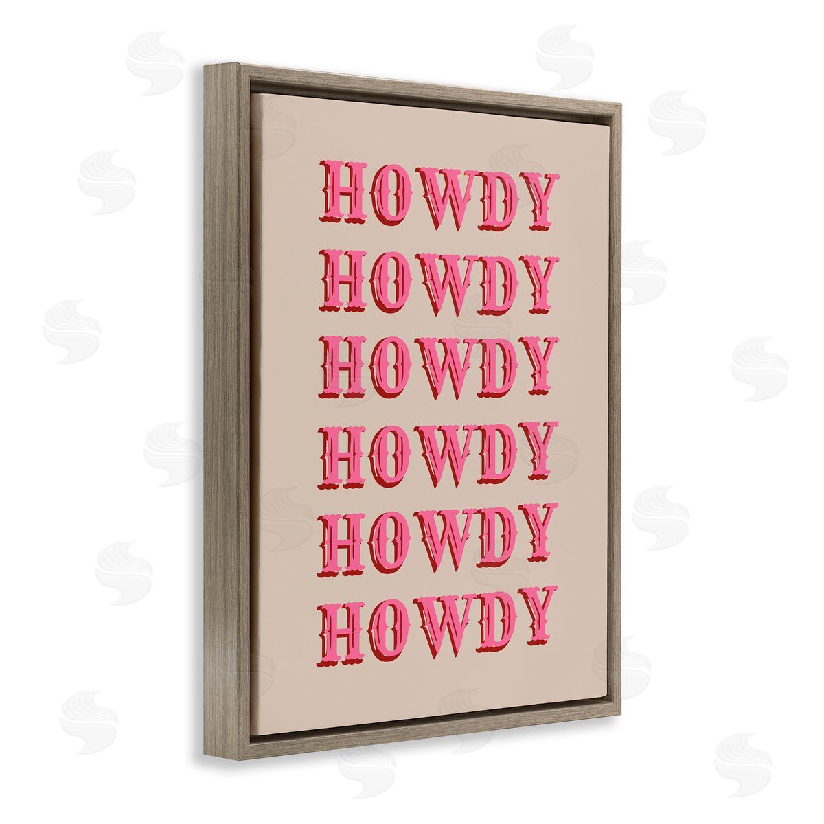 CAD Designs Repeating Western Howdy Brown Floating Frame Canvas Wall Art Print