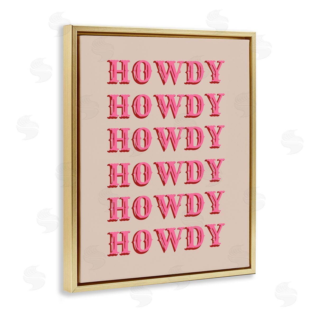 CAD Designs Repeating Western Howdy Gold Floating Frame Canvas Wall Art Print