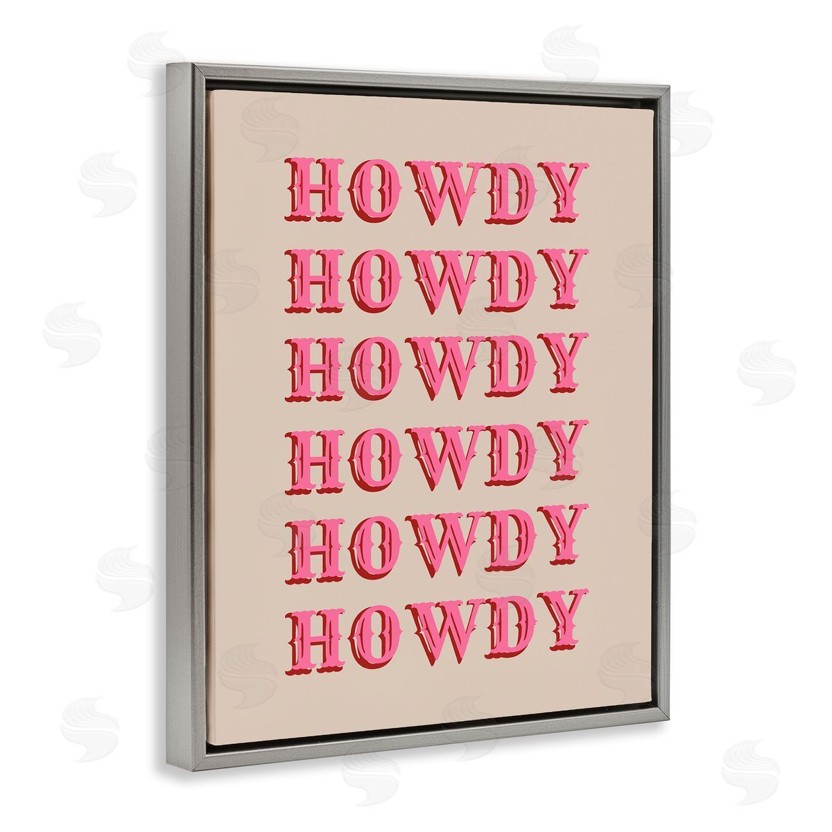 CAD Designs Repeating Western Howdy Gray Floating Frame Canvas Wall Art Print