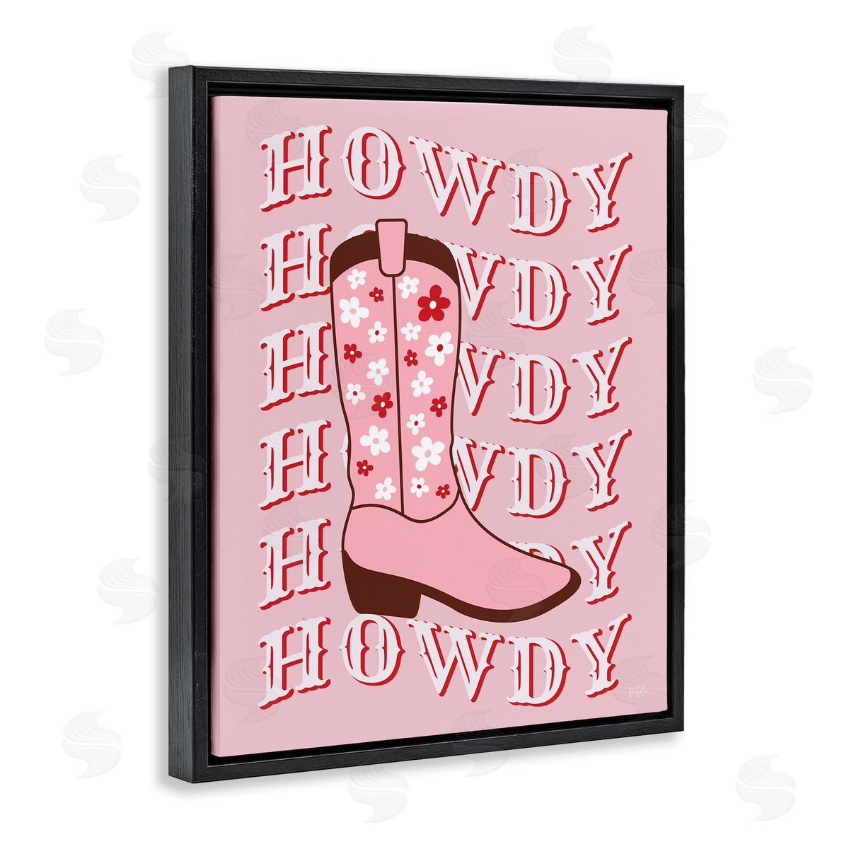 Natalie Carpentieri Howdy Pastel Cowgirl Boot Black Floating Frame Canvas Wall Art Print