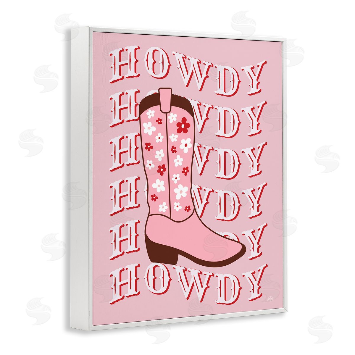 Natalie Carpentieri Howdy Pastel Cowgirl Boot White Framed Giclee Wall Art Print
