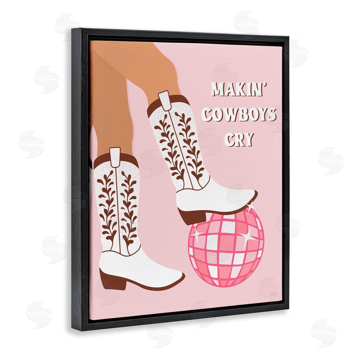 Natalie Carpentieri Makin' Cowboys Cry Black Floating Frame Canvas Wall Art Print