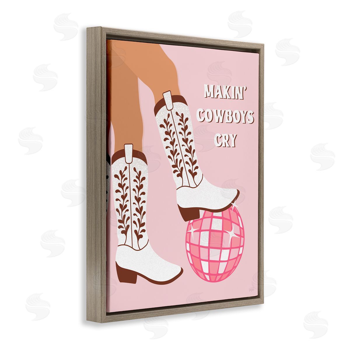 Natalie Carpentieri Makin' Cowboys Cry Brown Floating Frame Canvas Wall Art Print