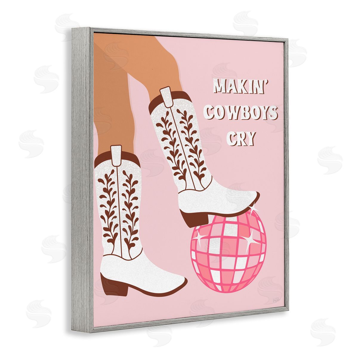 Natalie Carpentieri Makin' Cowboys Cry Gray Framed Giclee Wall Art Print