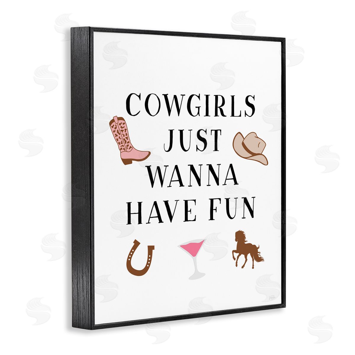 Cowgirls Wanna Have Fun Black Frame Print Wall Art, Home Decor by Natalie Carpentieri