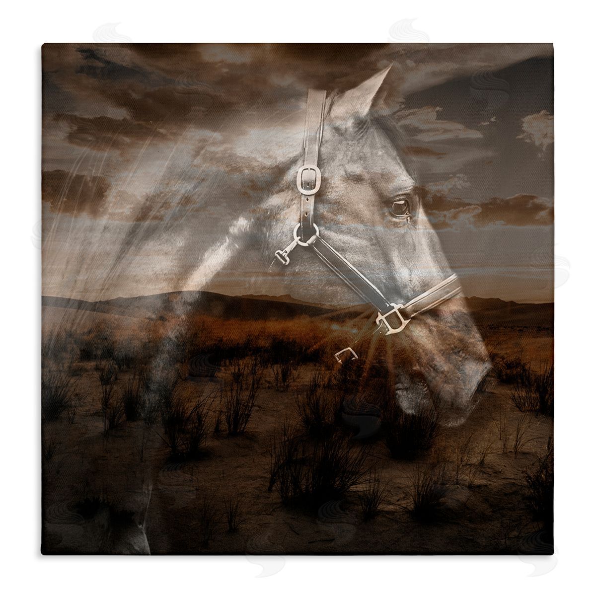 Horse over Nature Visage Canvas Wall Art, Home Decor by CAD Designs