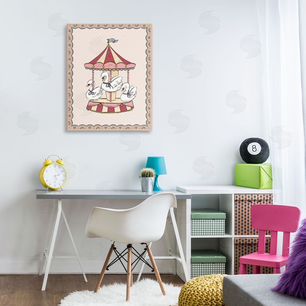 Andrea Jasid Grassi Vintage Swan Carousel Canvas Wall Art Print in Room