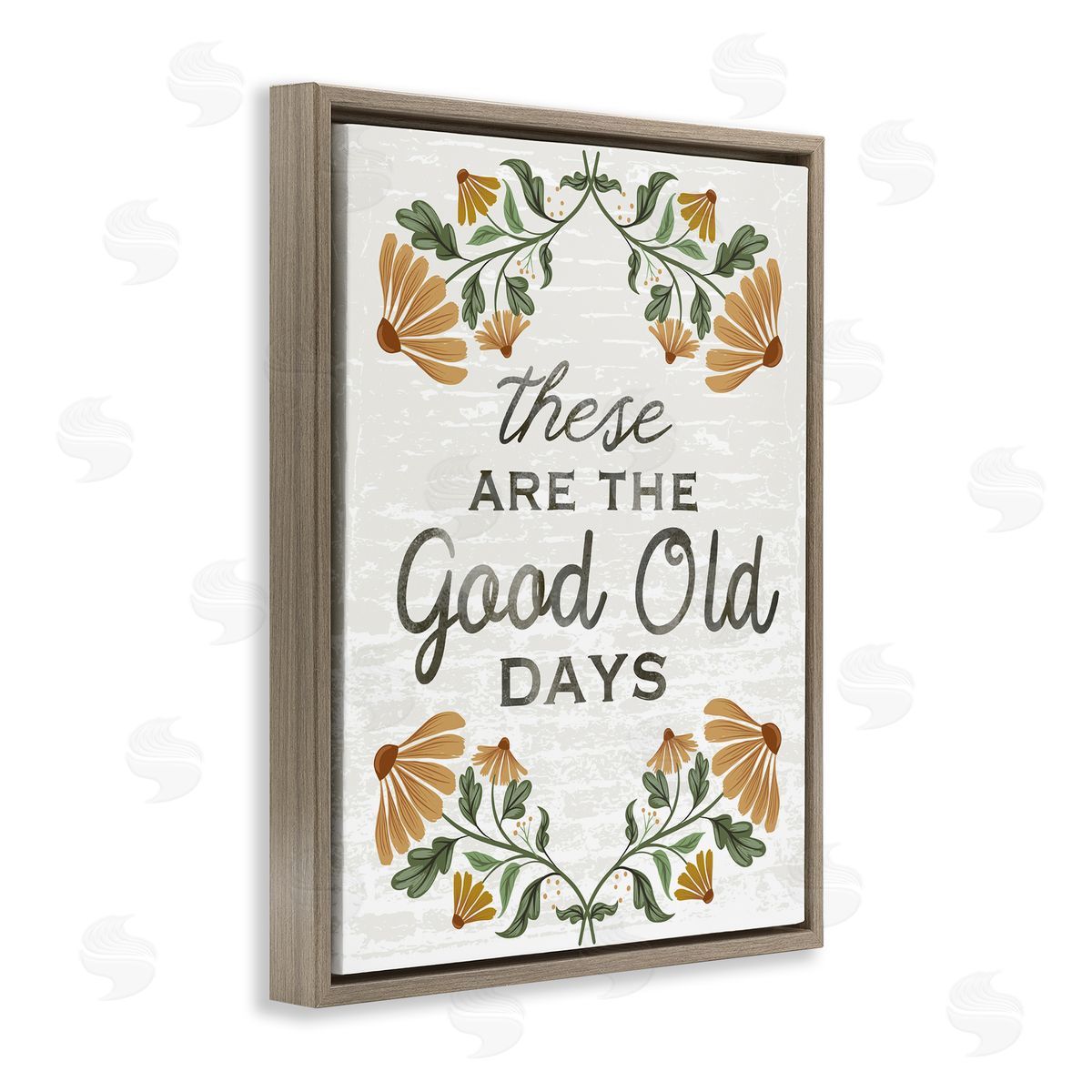 Arrolynn Weiderhold Good Days Floral Pattern Brown Floating Frame Canvas Wall Art Print