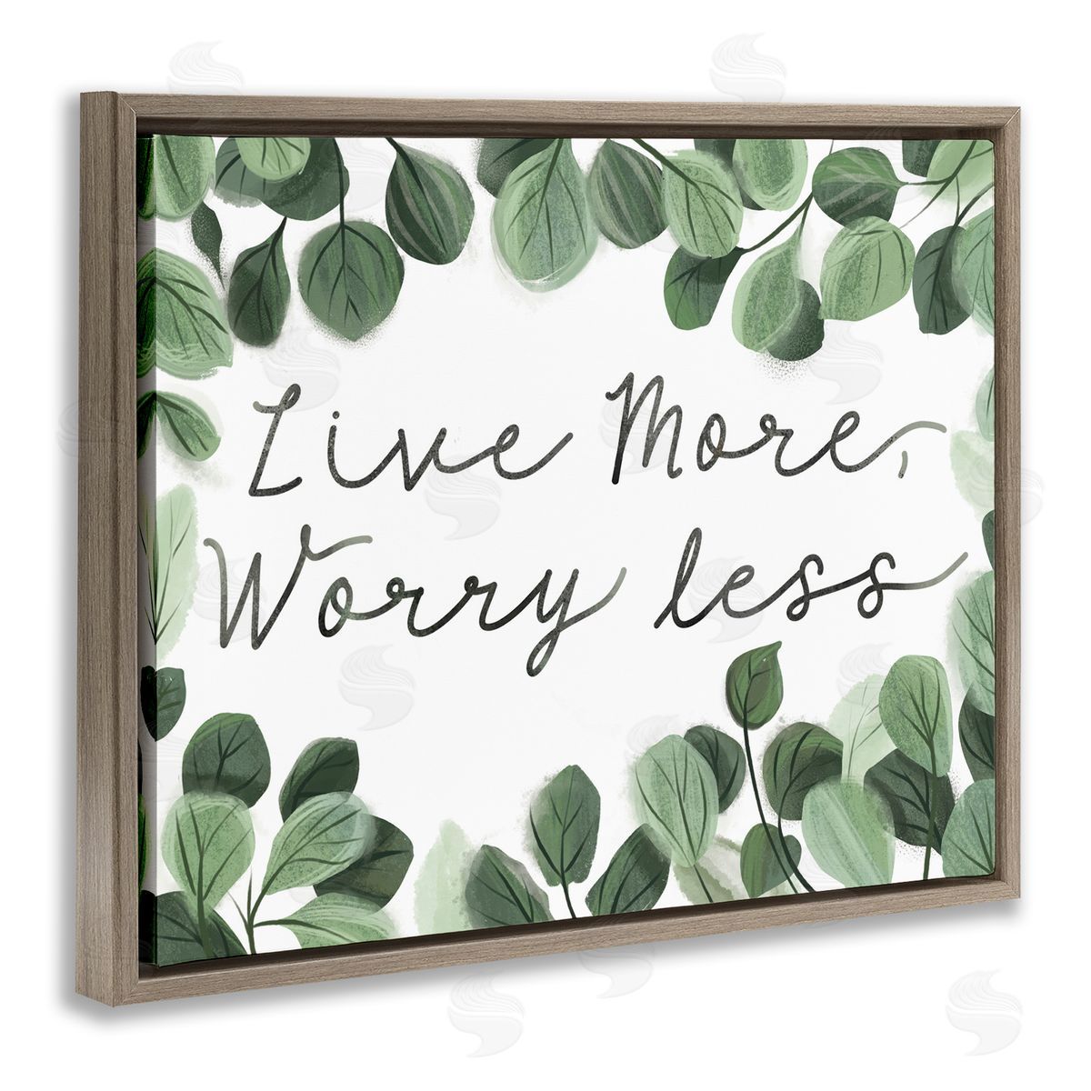 Arrolynn Weiderhold Love More Worry Less Brown Floating Frame Canvas Wall Art Print