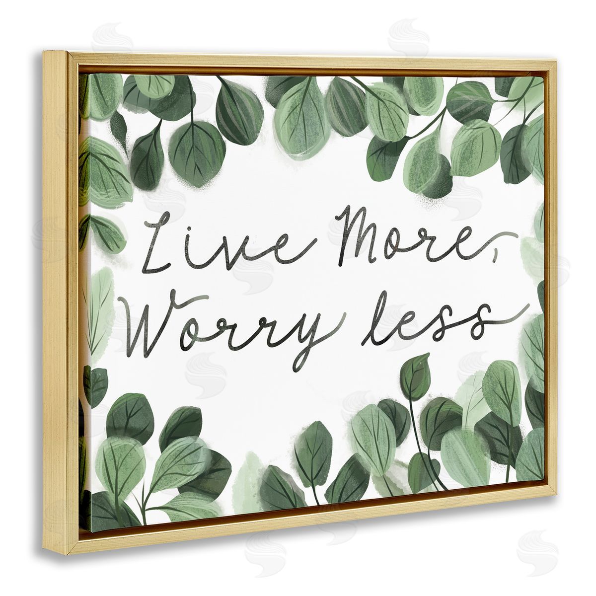 Arrolynn Weiderhold Love More Worry Less Gold Floating Frame Canvas Wall Art Print