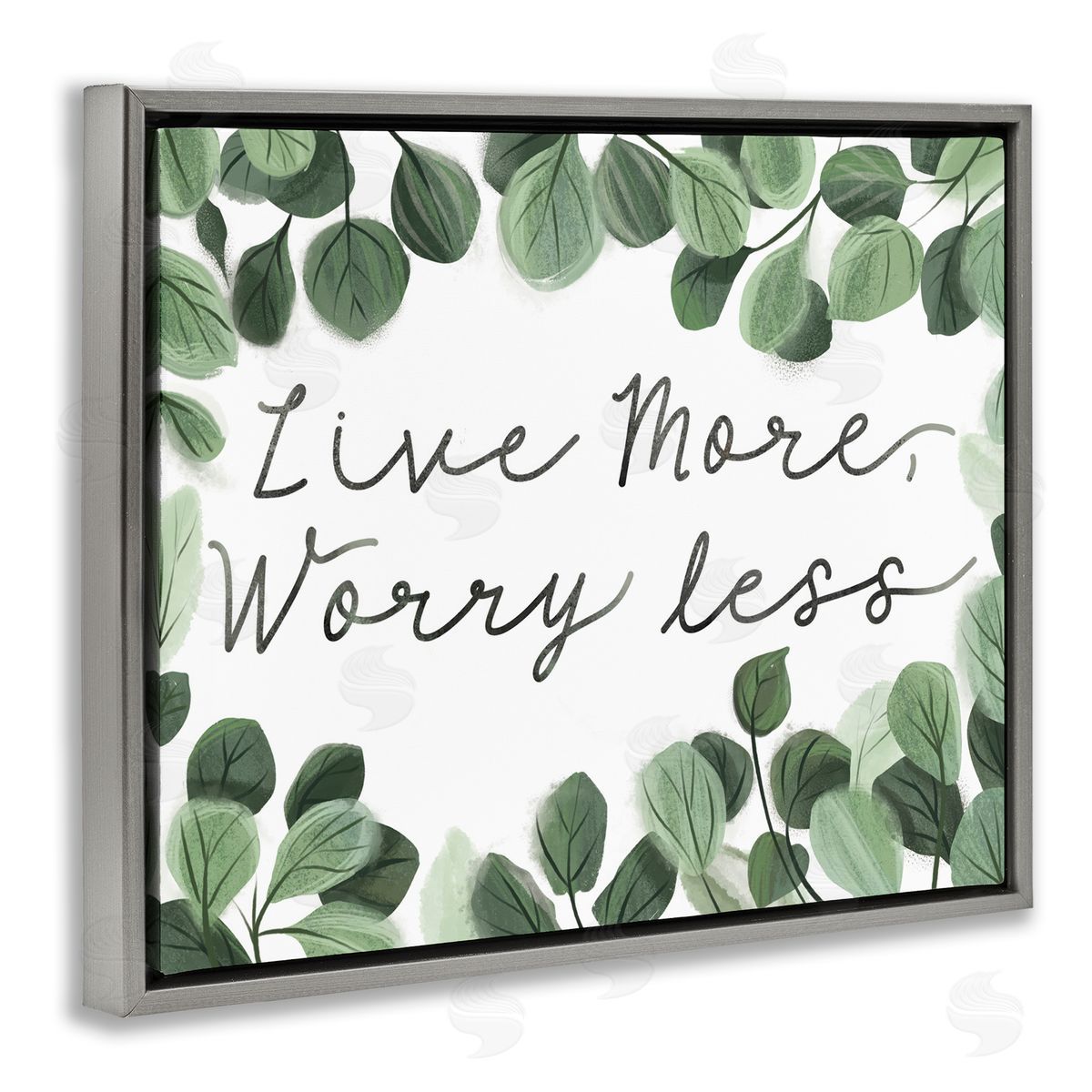 Arrolynn Weiderhold Love More Worry Less Gray Floating Frame Canvas Wall Art Print